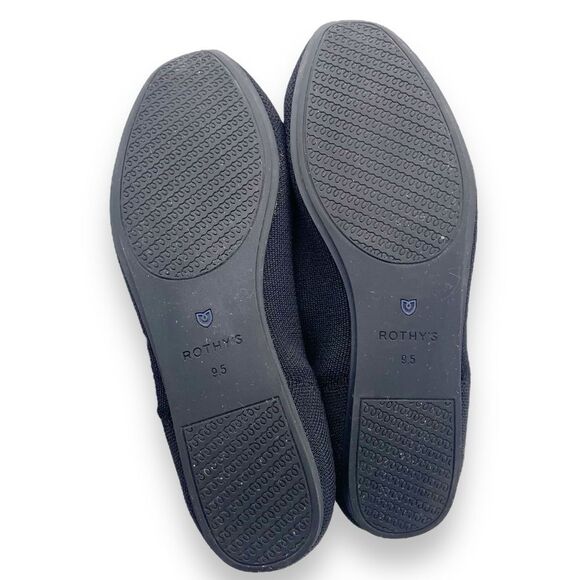 Rothy’s The Flat in Solid Black With Royal Blue Trim Recycled Textile Size 9.5 - Picture 15 of 16